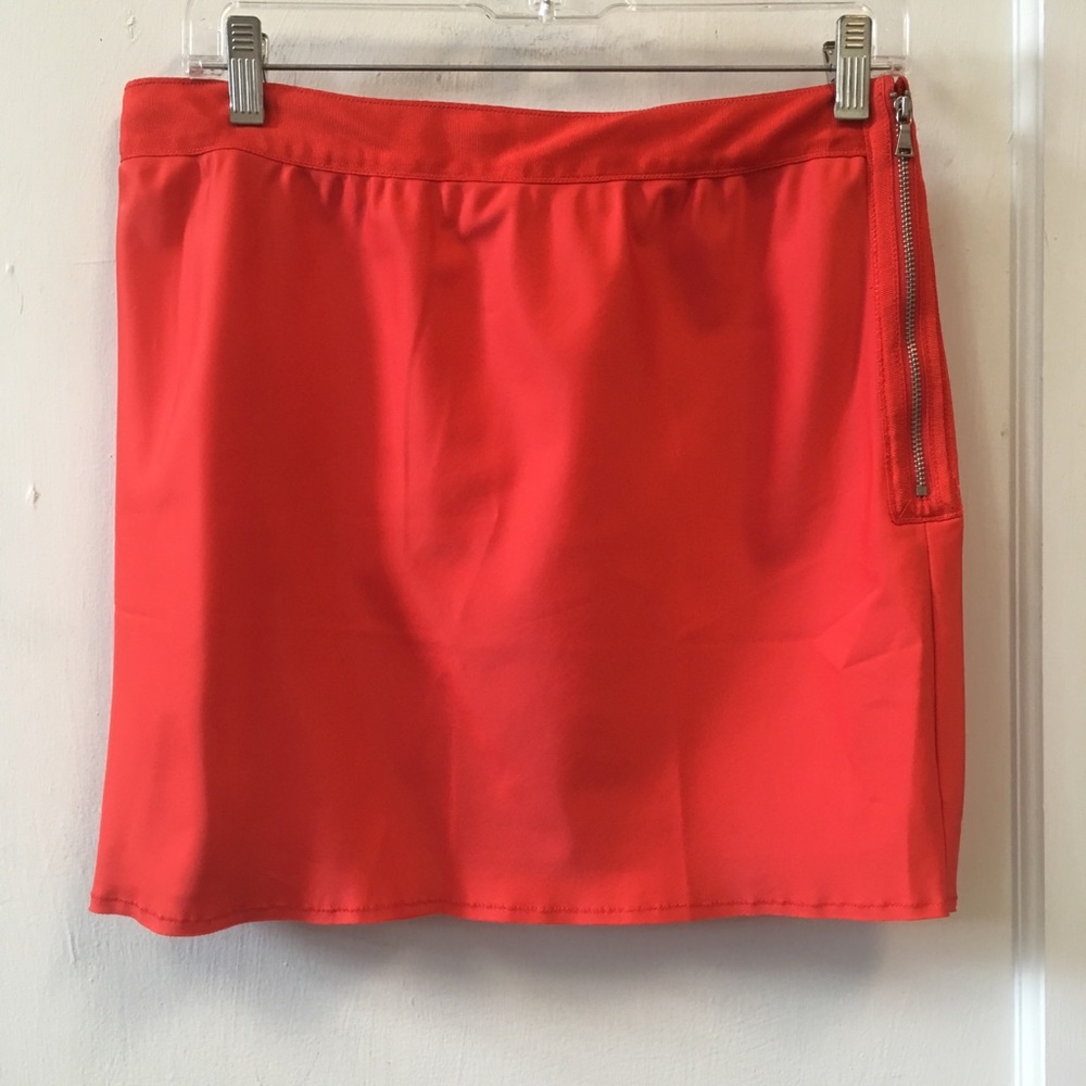 Club Monaco Coral Red Mini Skirt with Side Zip
